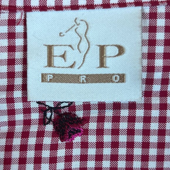 Vtg Womens L Red Gingham Western Sleeveless Silk Shirt Floral Detail by E.P. Pro - Picture 4 of 11